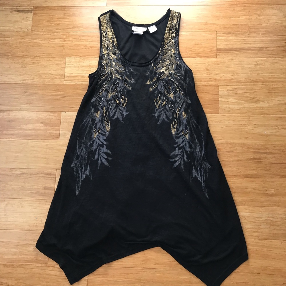 Miss Me Beaded Feather Tank Dress